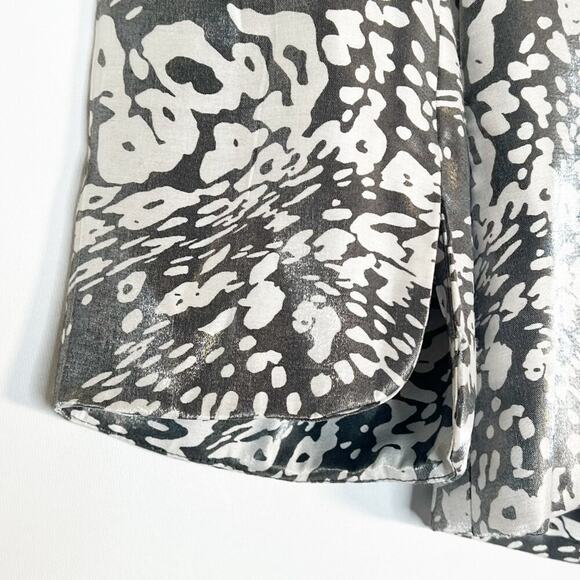 Victor Costa Silver Metallic Sheen Print Ruffled Suit Jacket - Picture 4 of 13